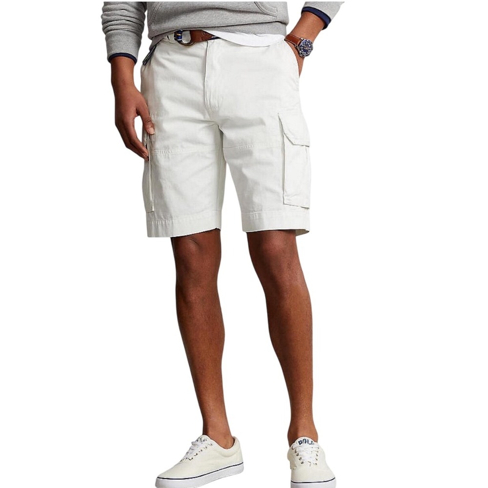 Polo Ralph Lauren VTG y2k Cargo Shorts‎ White Cotton Relaxed Fit Men's Size 32